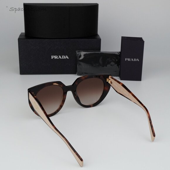 NEW Prada PR14WS 01R0A6 Havana Brown Gradient Cat Eye Oversized Women Sunglasses - Picture 4 of 8